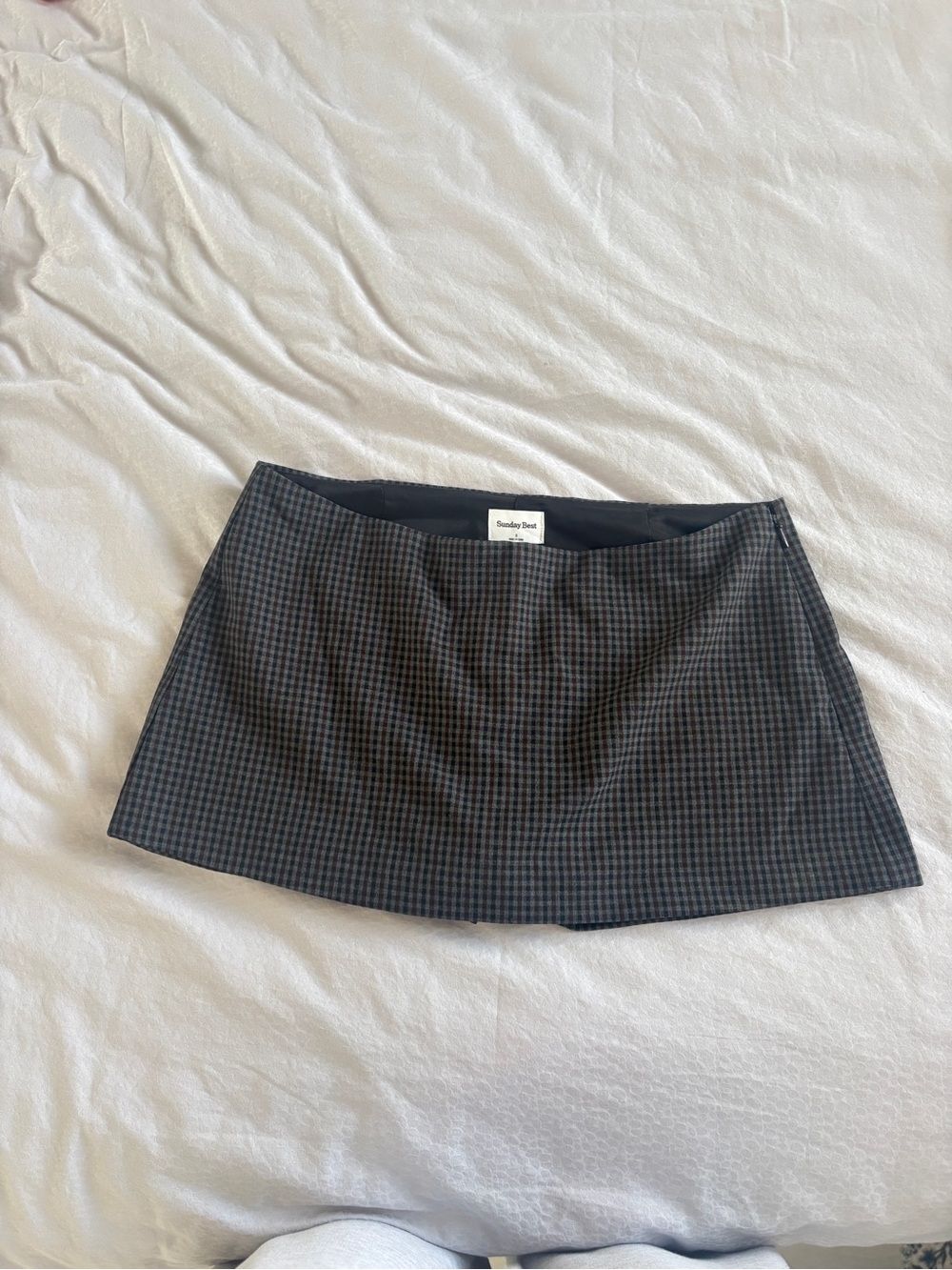 Aritzia Sunday Best Black Mini Skirt with Subtle Gray Check
